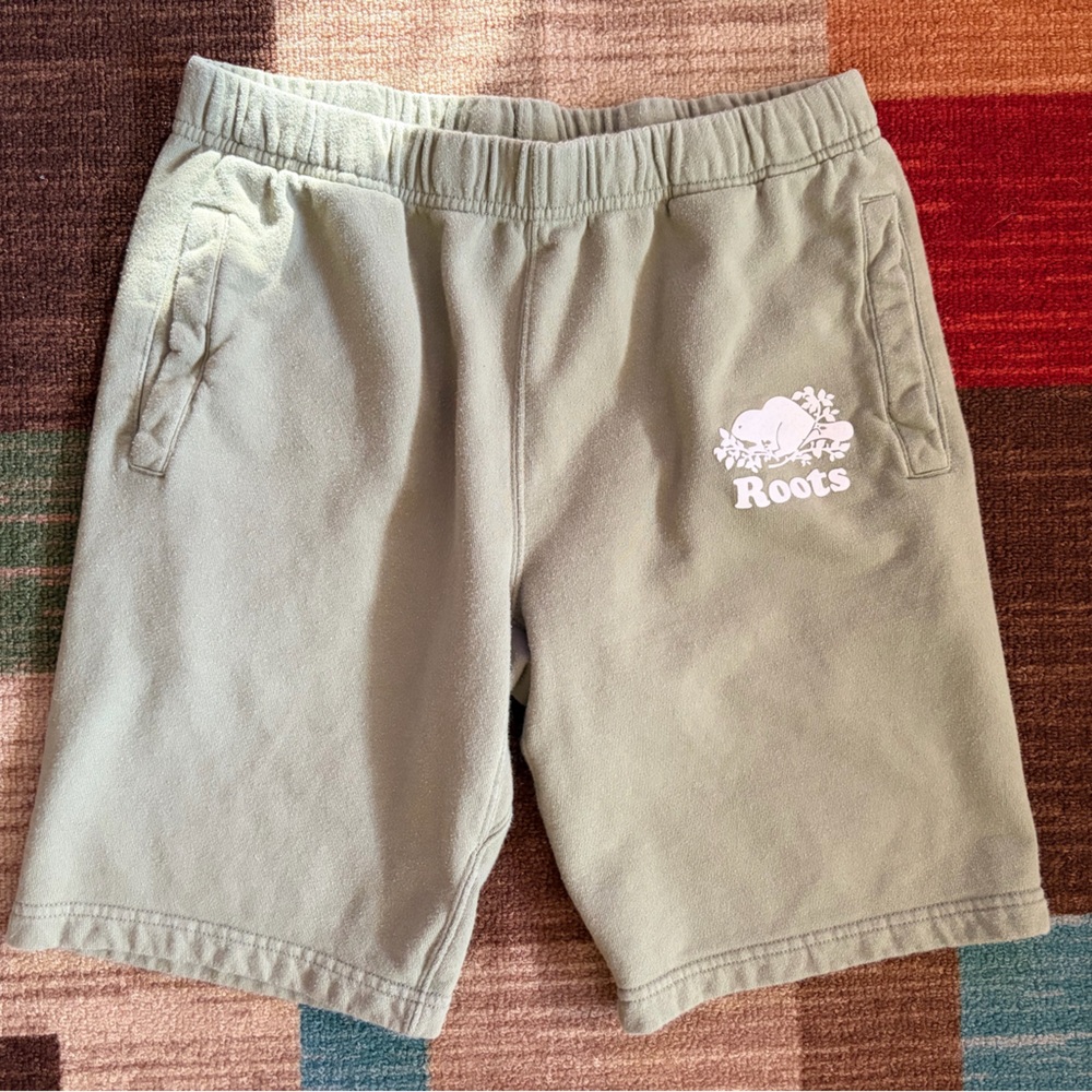 Roots Men's Olive Organic Sweat Shorts Small